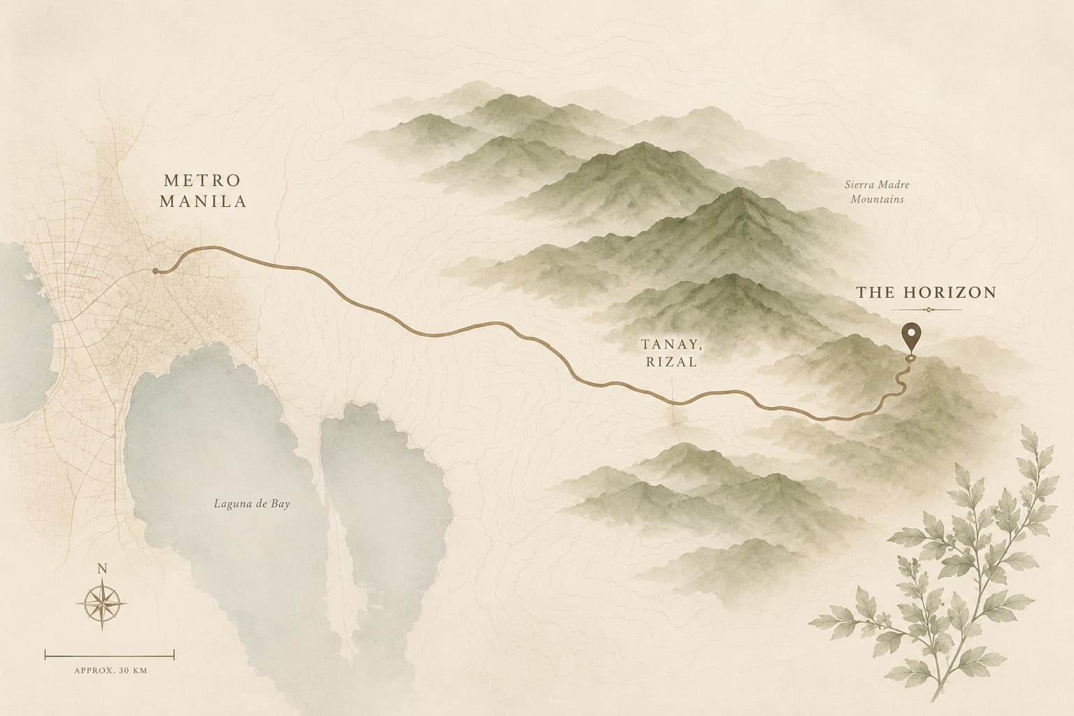 An illustrated journey from Metro Manila to The Horizon in Tanay, Rizal.